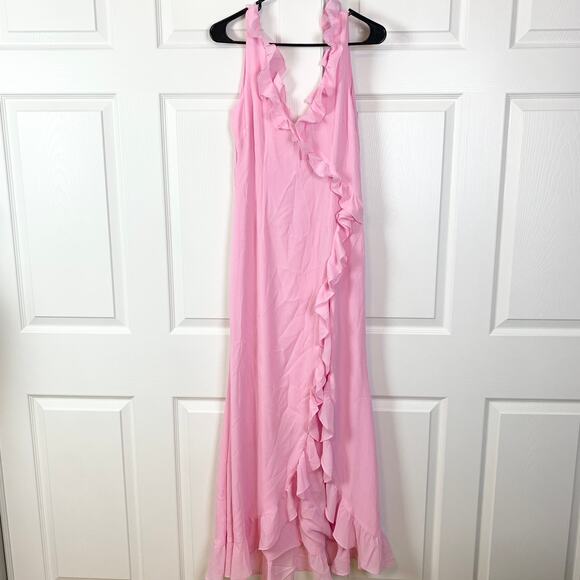 Runaway The Label Suzannah Ruffle Maxi Gown Dress Pink Size Small - Picture 7 of 11